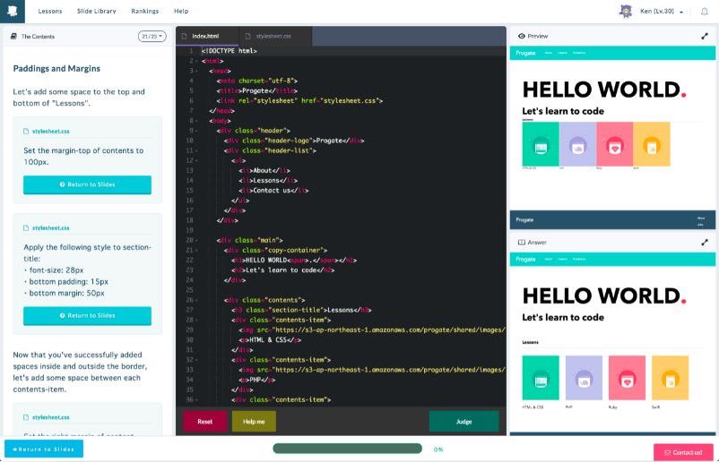 a full coding environment in the browser allows you to apply what you have learned immediately